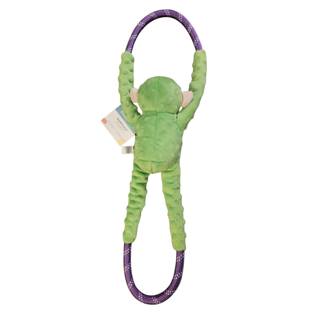 ZippyPaws RopeTugz Monkey Durable Dog Toy Squeaker Green - Picture 4 of 4
